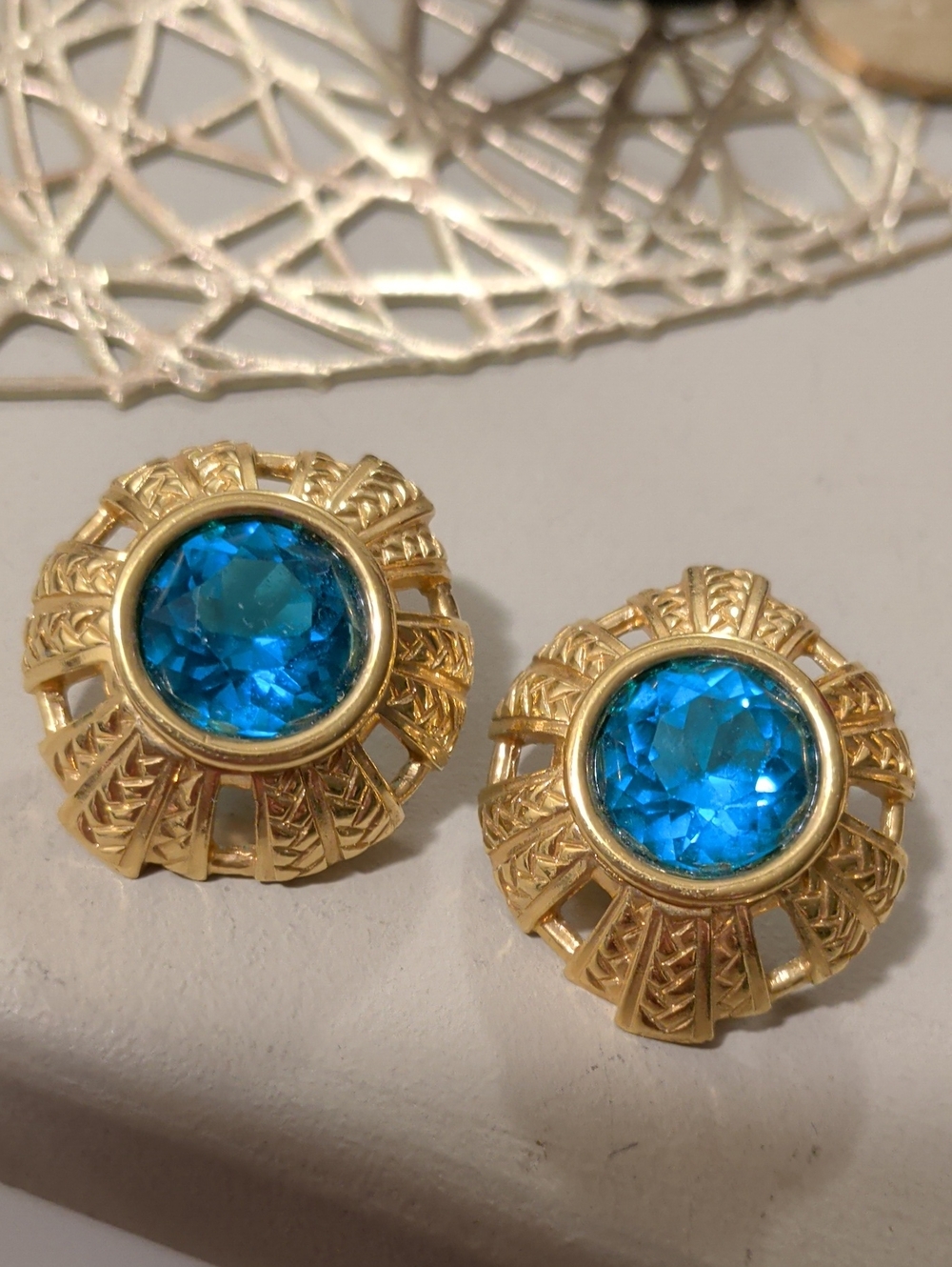 Swarovski Aquamarine Crystal Vintage Earrings